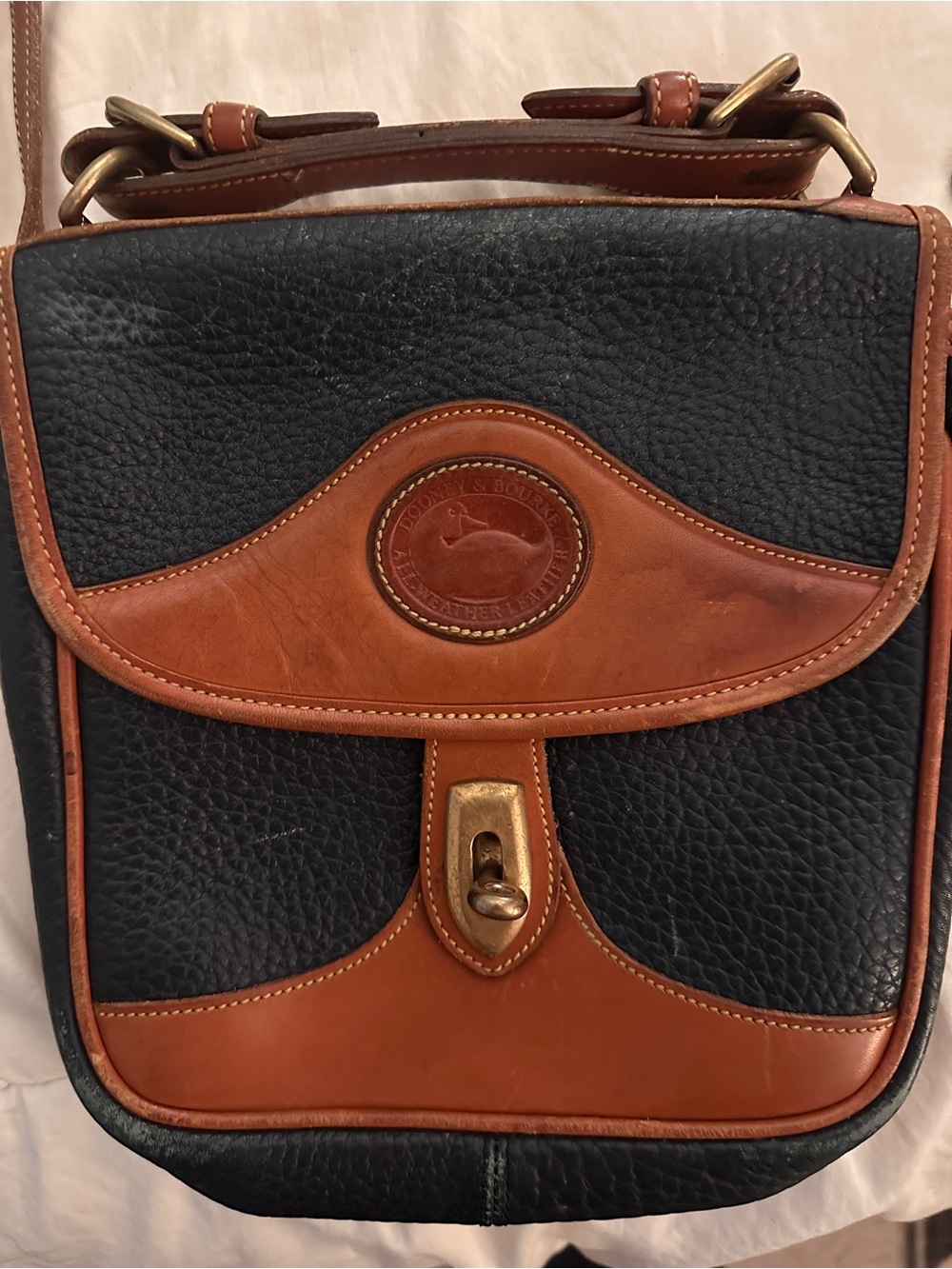 Vintage Dooney & Bourke Leather Crossbody Bag in Black and Brown